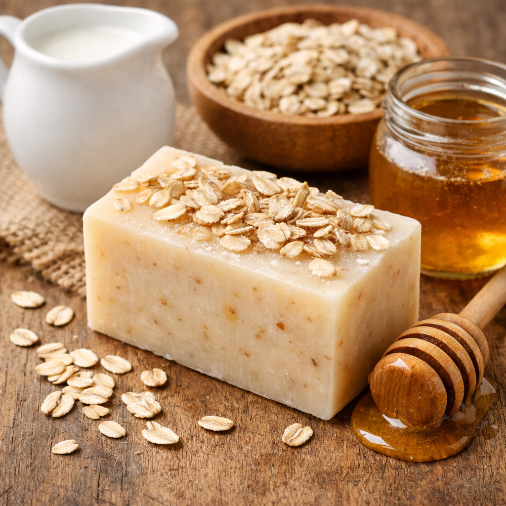 Oatmeal milk and honey soap for sensitive and dry skin